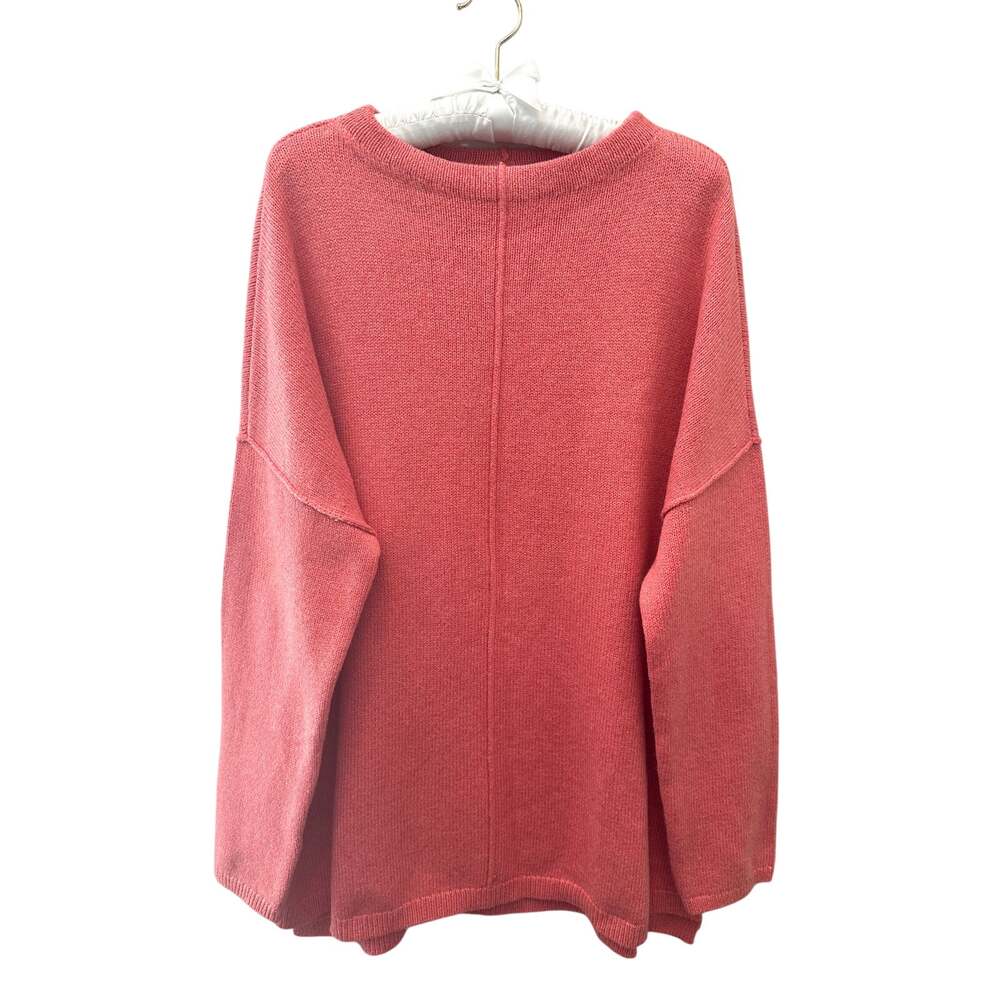 J Jill Large Coral Pink Cotton Blend Oversized Tunic Sweater NWT Coastal Grandma